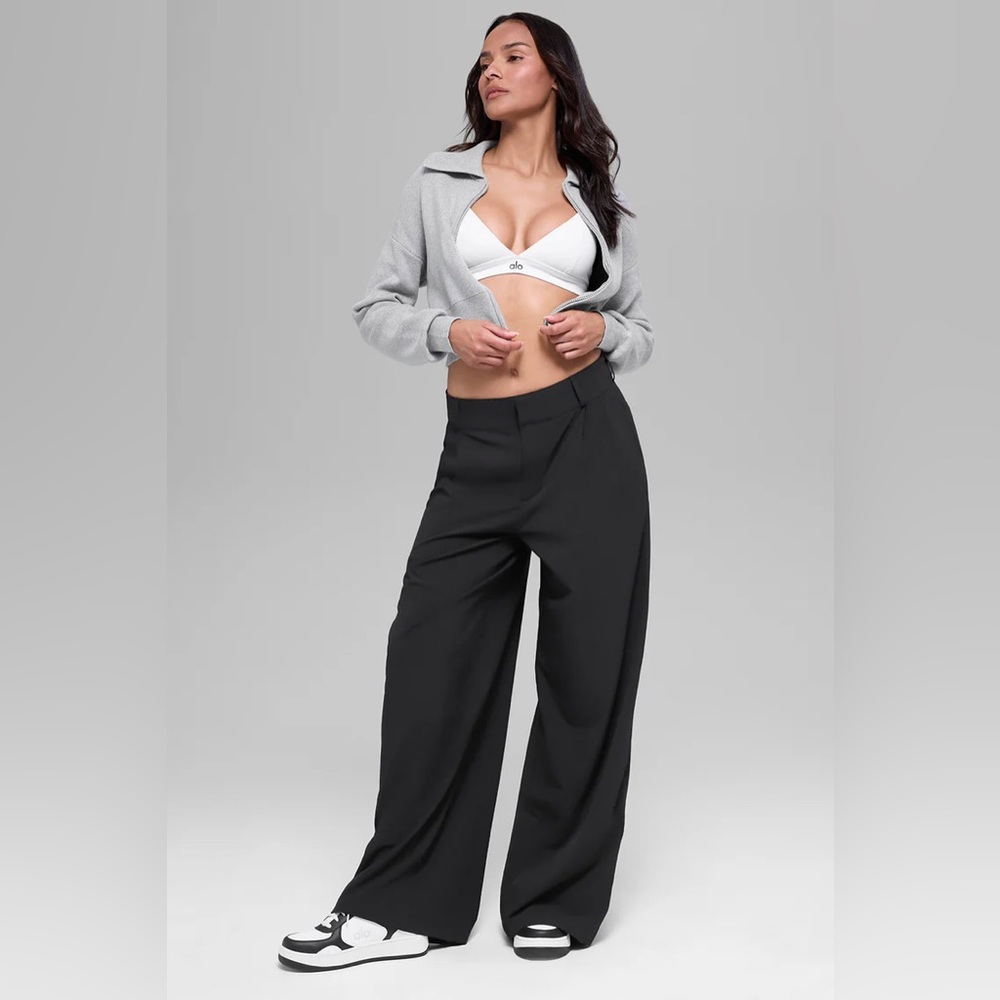 ALO Yoga High Waist Dreamscape Wide Leg Trouser Pants Black Size Large